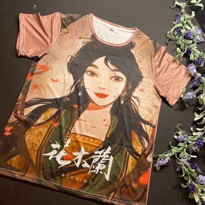 Disney Inspired Mulan Warrior Princess Women's Tan Short Sleeve Blouse